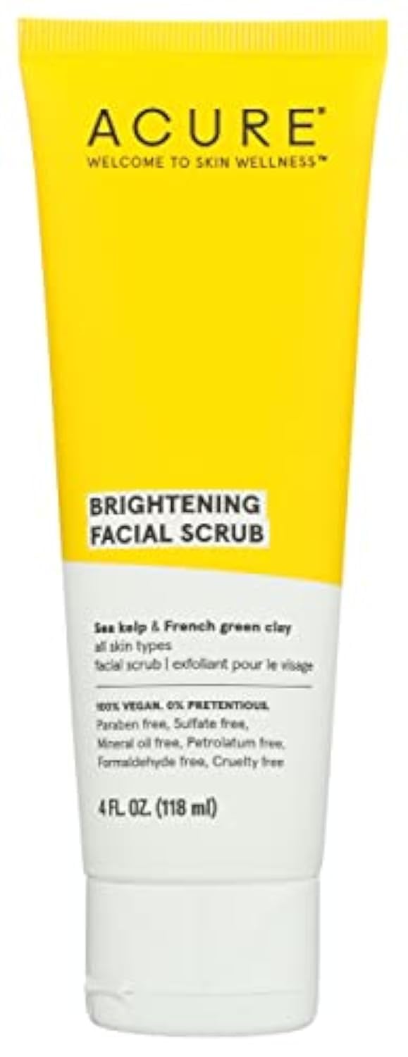 Acure Brightening Facial Scrub – All Skin Types, Sulfate-Free, Vegan, 4 oz