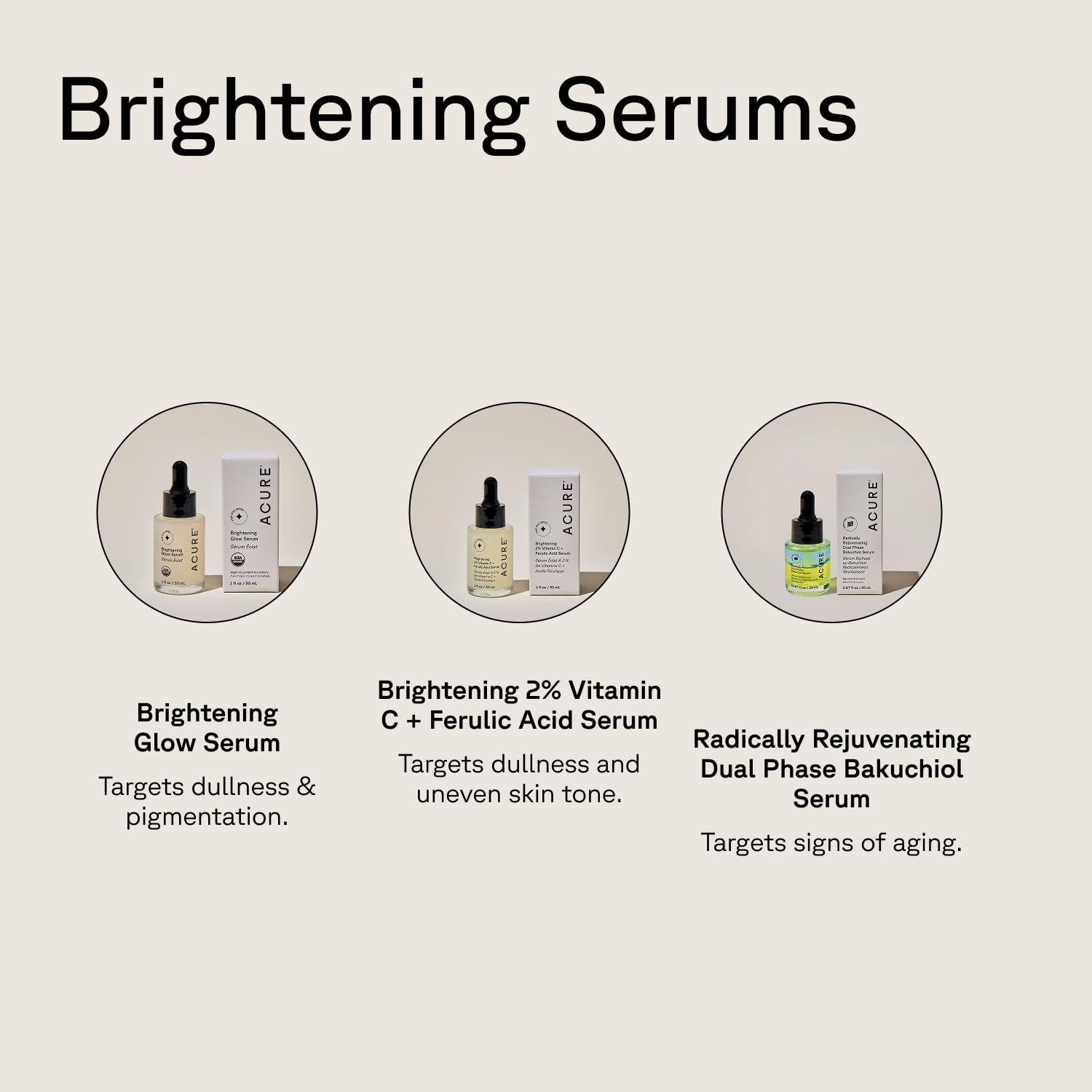 Acure Brightening Glow Serum – Anti-Aging Facial Serum, Vegan & Cruelty-Free, 2-Pack (1 fl oz each)