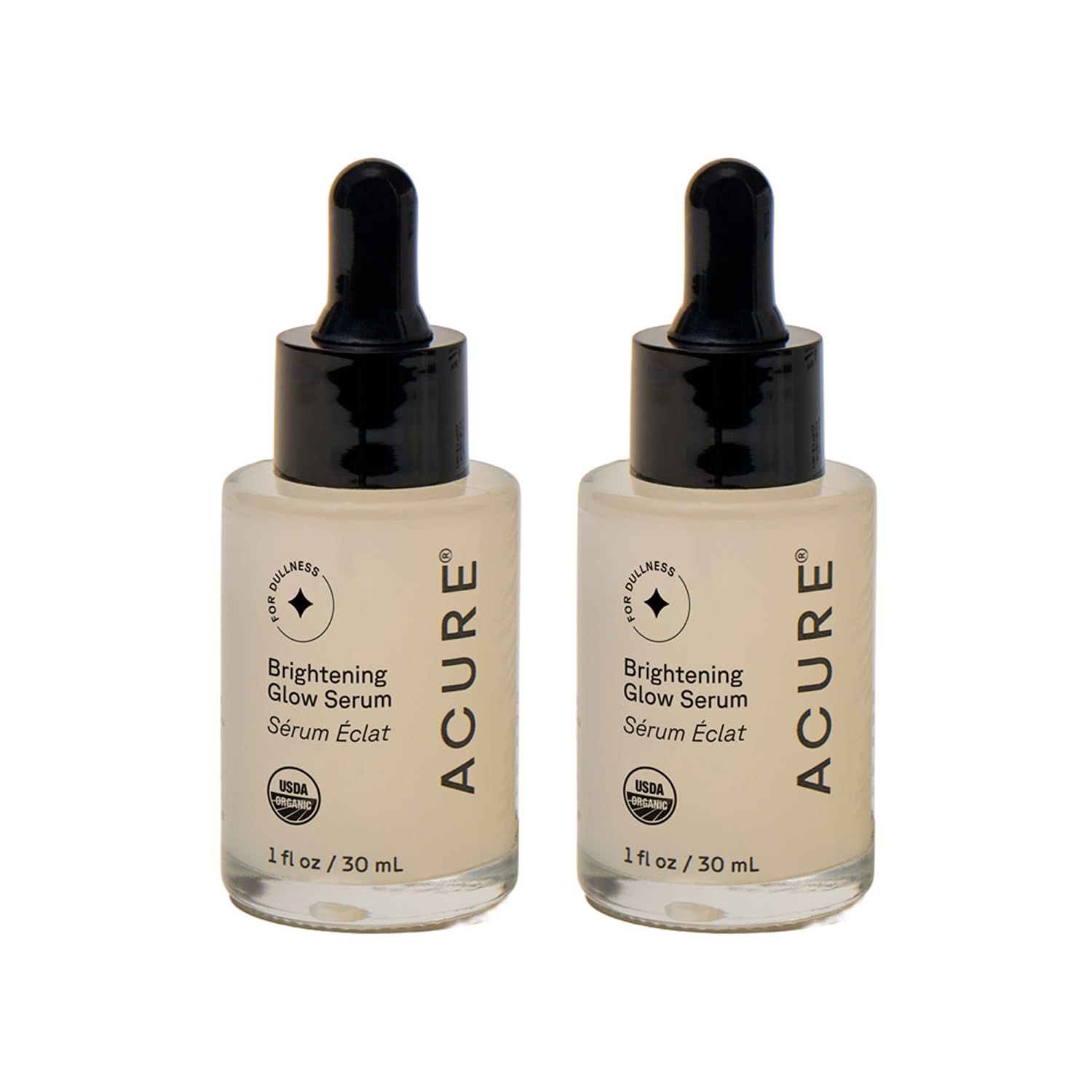 Acure Brightening Glow Serum – Anti-Aging Facial Serum, Vegan & Cruelty-Free, 2-Pack (1 fl oz each)