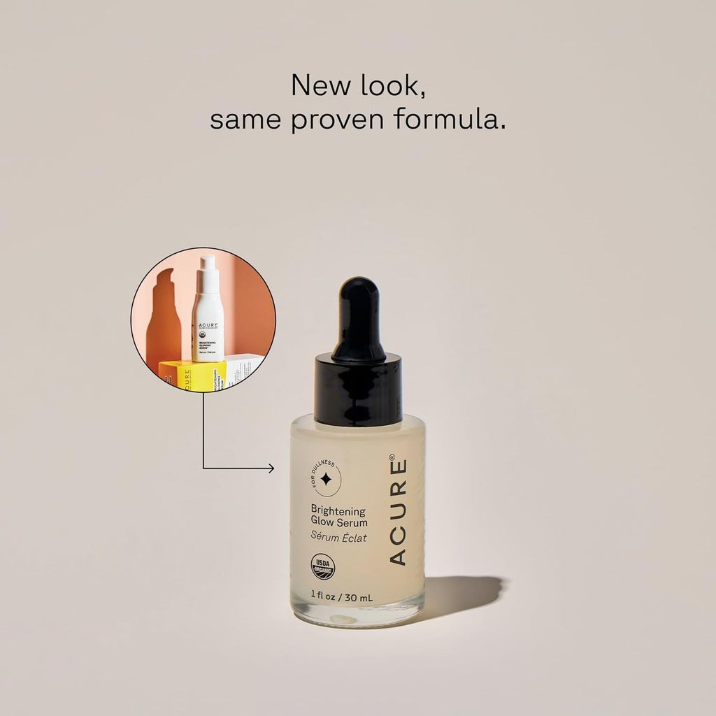 Acure Brightening Glow Serum – Anti-Aging Facial Serum, Vegan & Cruelty-Free, 2-Pack (1 fl oz each)