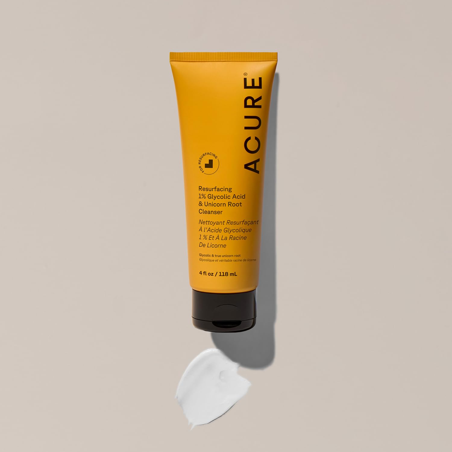 Acure Resurfacing 1% Glycolic Acid & Unicorn Root Cleanser – Cream-to-Foam Exfoliating Face Wash, Vegan, Sulfate Free, 4 fl oz (2 Pack)