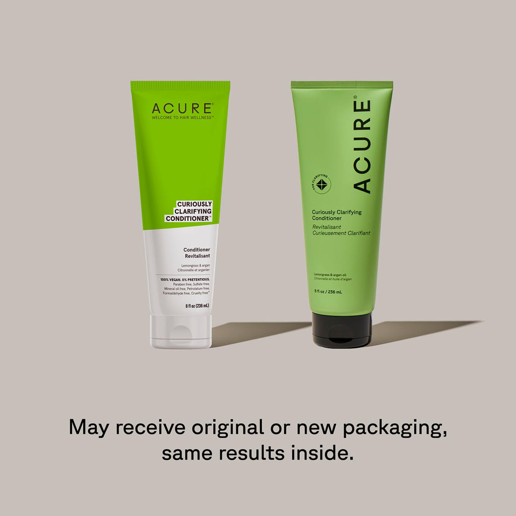 Acure Curiously Clarifying Shampoo & Conditioner Set – Daily Deep Cleansing & Hydration for All Hair Types | 8 fl oz (2 Pack)
