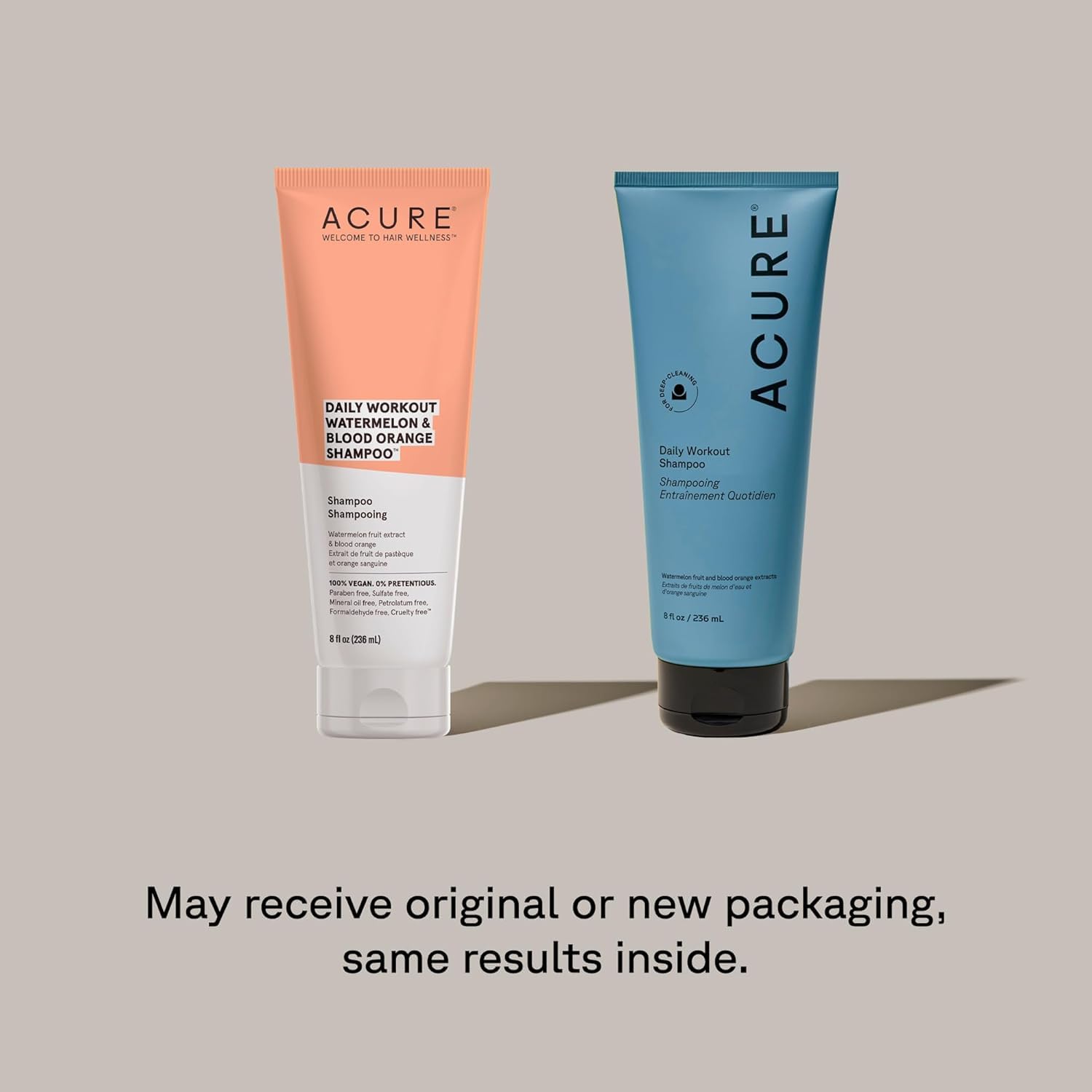 Acure Daily Workout Watermelon Shampoo & Conditioner — Lightweight Hydration, Color Safe, 8 fl oz
