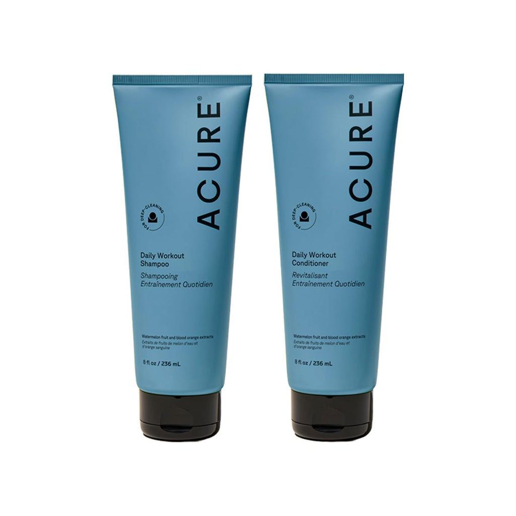 Acure Daily Workout Watermelon Shampoo & Conditioner — Lightweight Hydration, Color Safe, 8 fl oz
