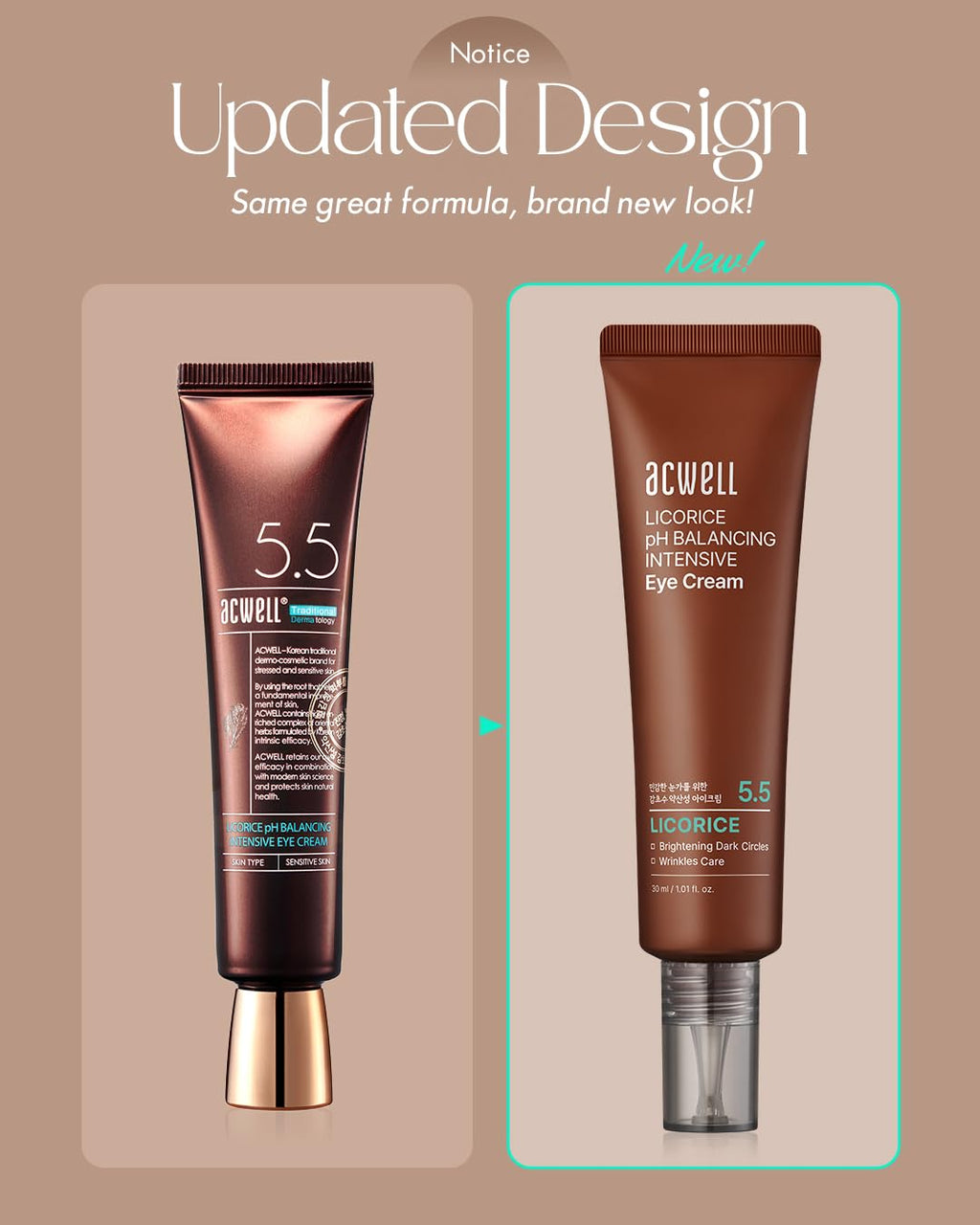 ACWELL Licorice pH Balancing Intensive Eye Cream – Anti-Wrinkle, Dark Circles & Puffiness (1.01 oz)