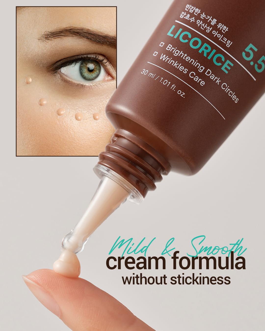 ACWELL Licorice pH Balancing Intensive Eye Cream – Anti-Wrinkle, Dark Circles & Puffiness (1.01 oz)