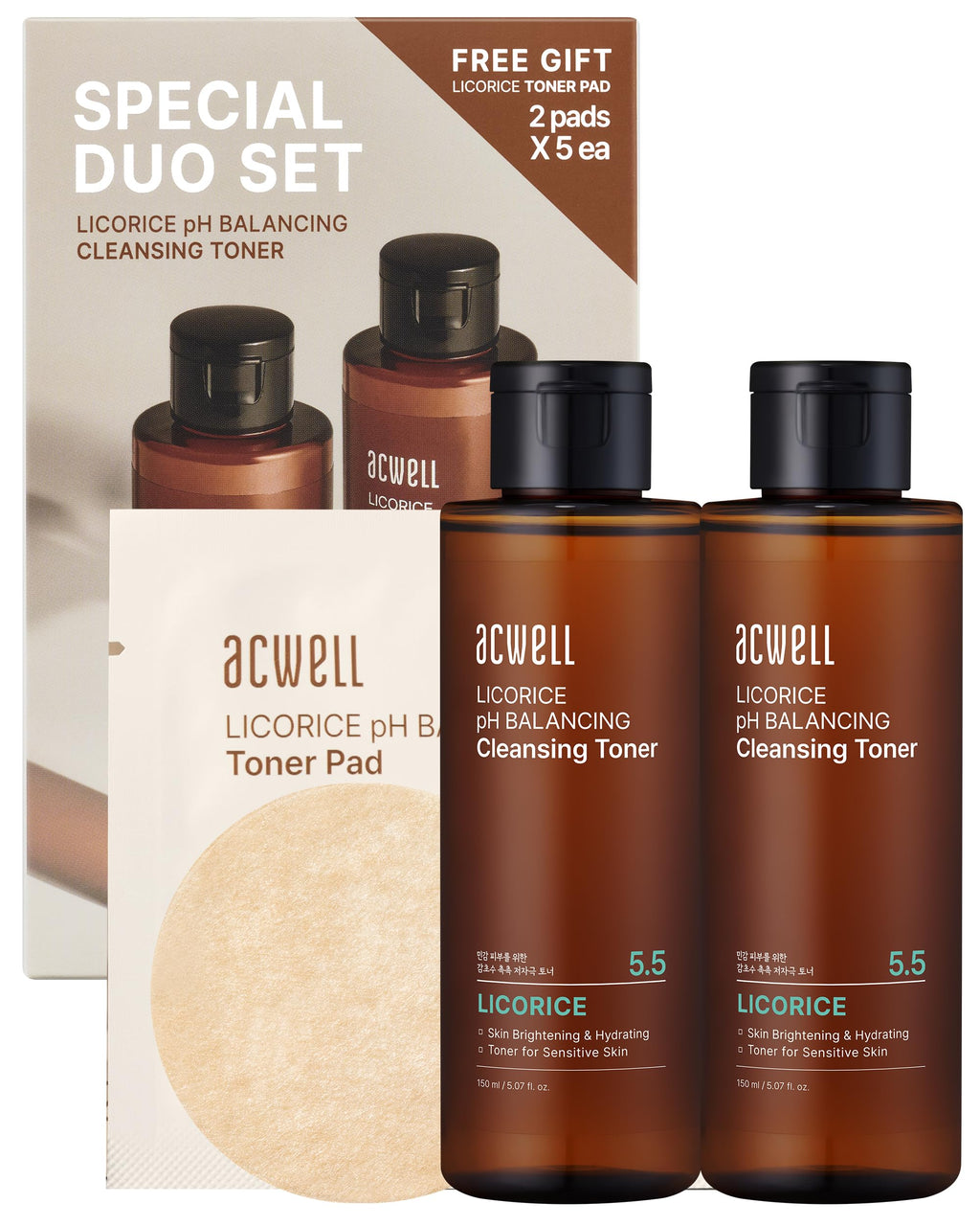 ACWELL Licorice pH Balancing Toner – Alcohol-Free, Hydrating Korean Toner for Cleansing (PH5.5) – 2 Pack