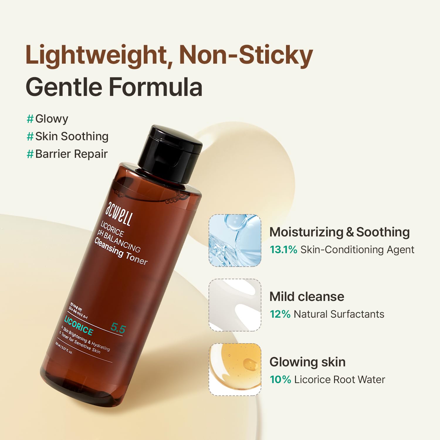 ACWELL Licorice pH Balancing Cleansing Toner – Hydrating, Gentle pH 5.5-6