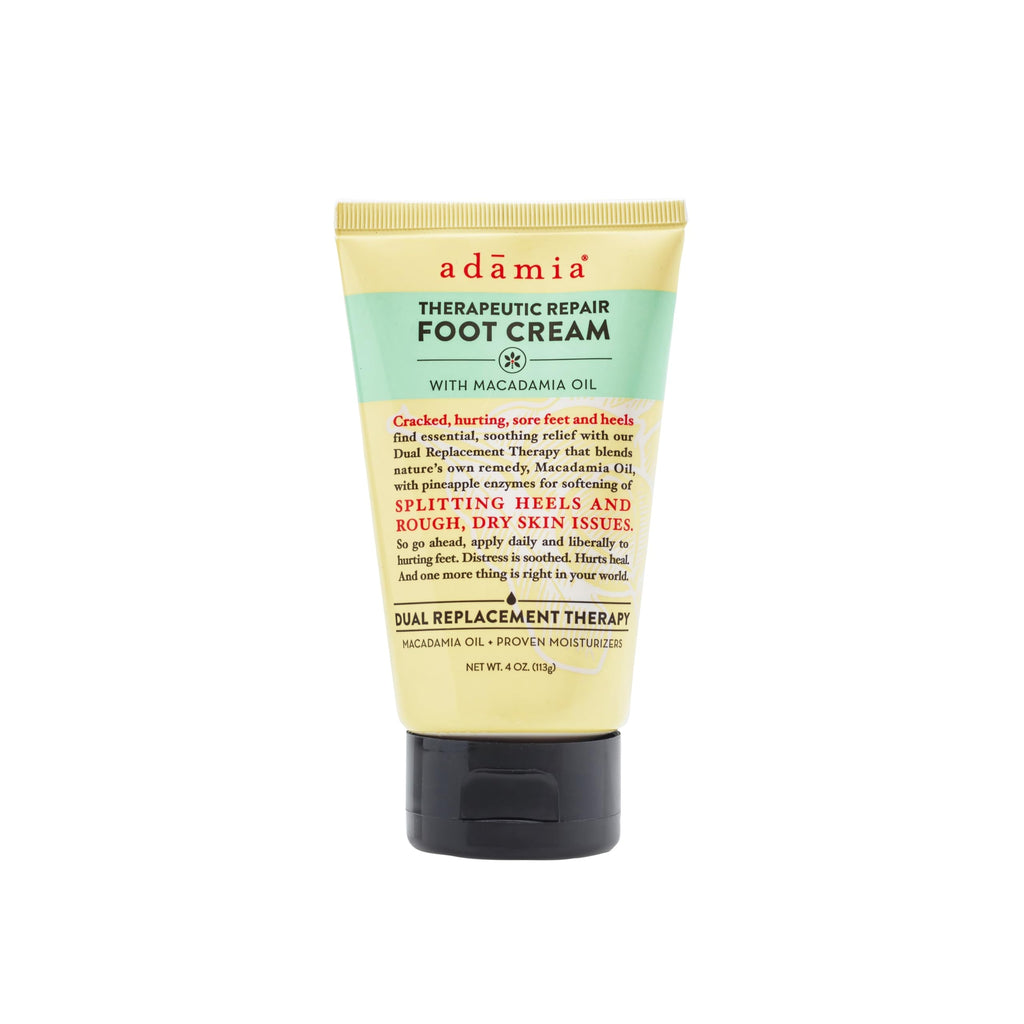 Adamia Therapeutic Repair Foot Cream with Pure Macadamia Oil – Fragrance Free, 4 oz
