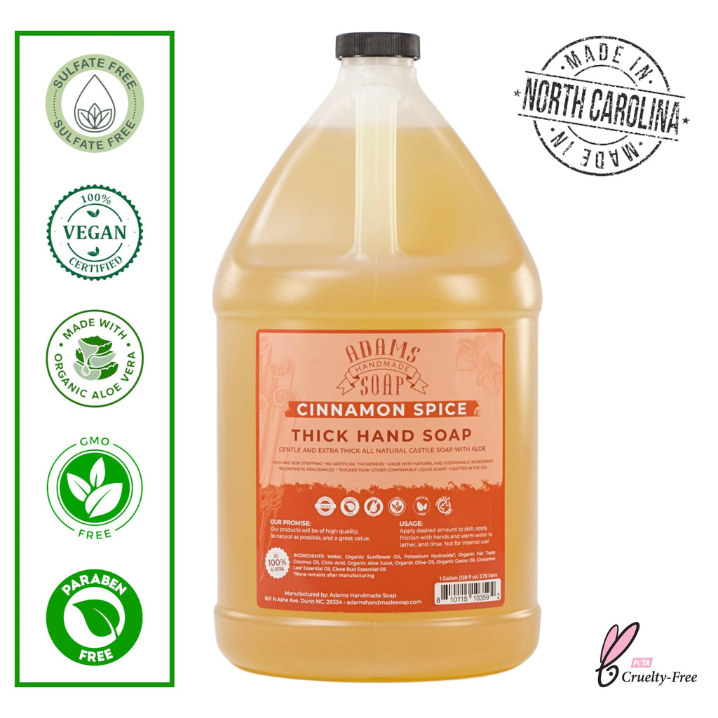 Adams Handmade Soap Thick Organic Castile Liquid Hand Soap 1 Gallon Refill – Cinnamon Spice