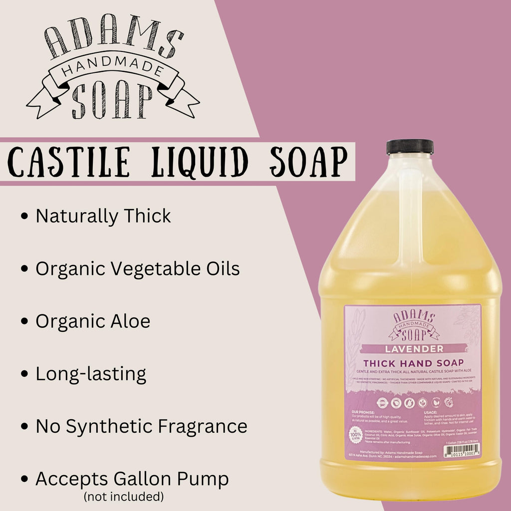 Adams Handmade Soap Thick Organic Castile Liquid Hand Soap – Lavender 1 Gallon Refill