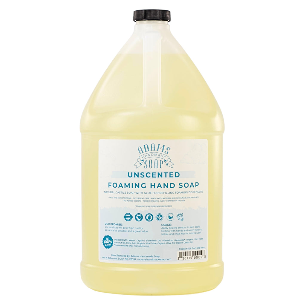 Adams Handmade Soap Thin Castile Foaming Hand Soap Refill – 1 Gallon (Unscented)