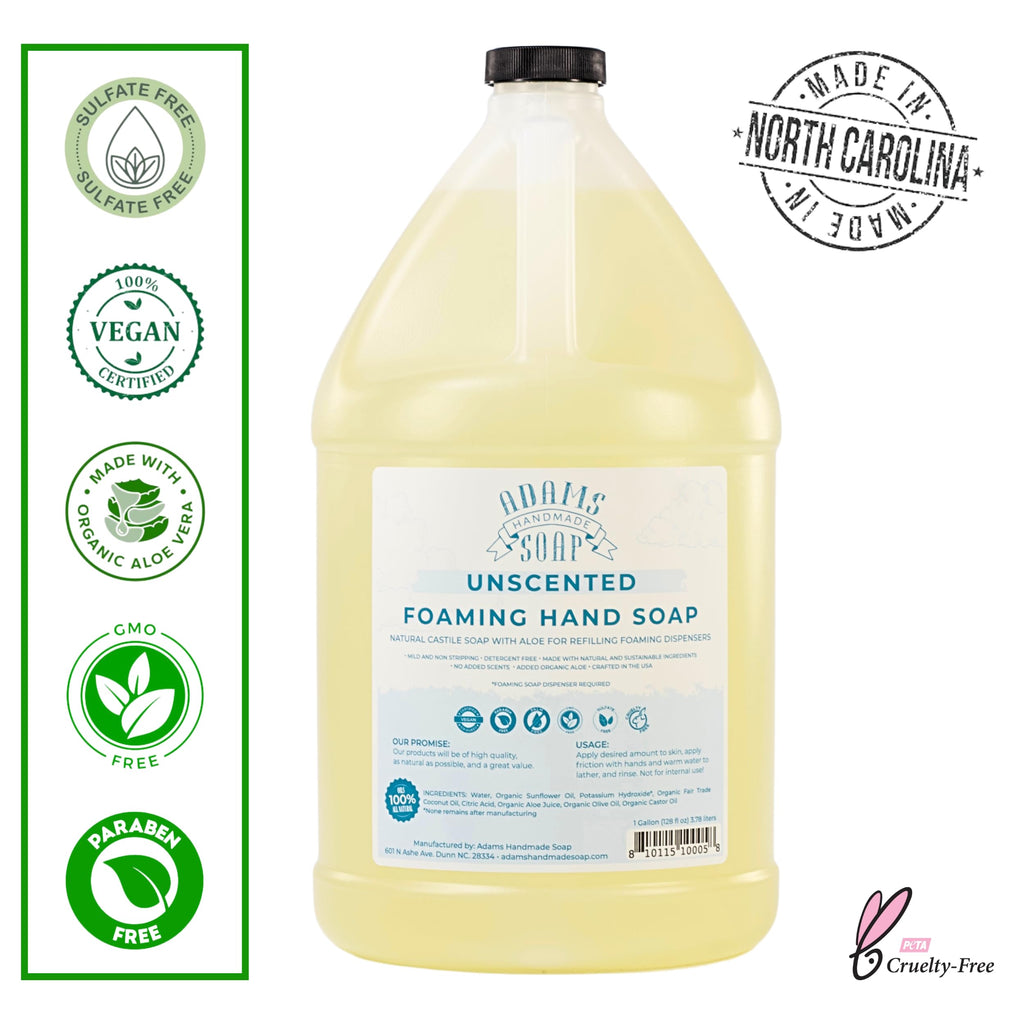 Adams Handmade Soap Thin Castile Foaming Hand Soap Refill – 1 Gallon (Unscented)