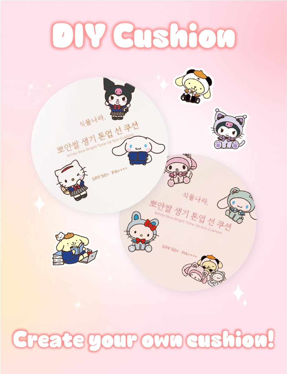 ADDERENITY Shingmulnara Oxygen Water Tone Up Sun Cushion SPF50+ PA++++ #02 Peach + Kitty Friends Sticker
