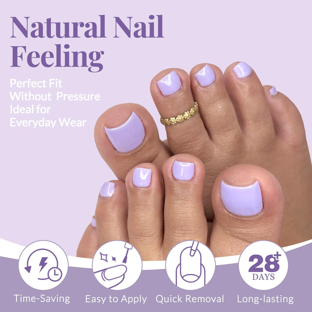 AddFavor 160pcs Purple Press-On Toenails for Women | Full Cover Tips with Adhesive Tabs