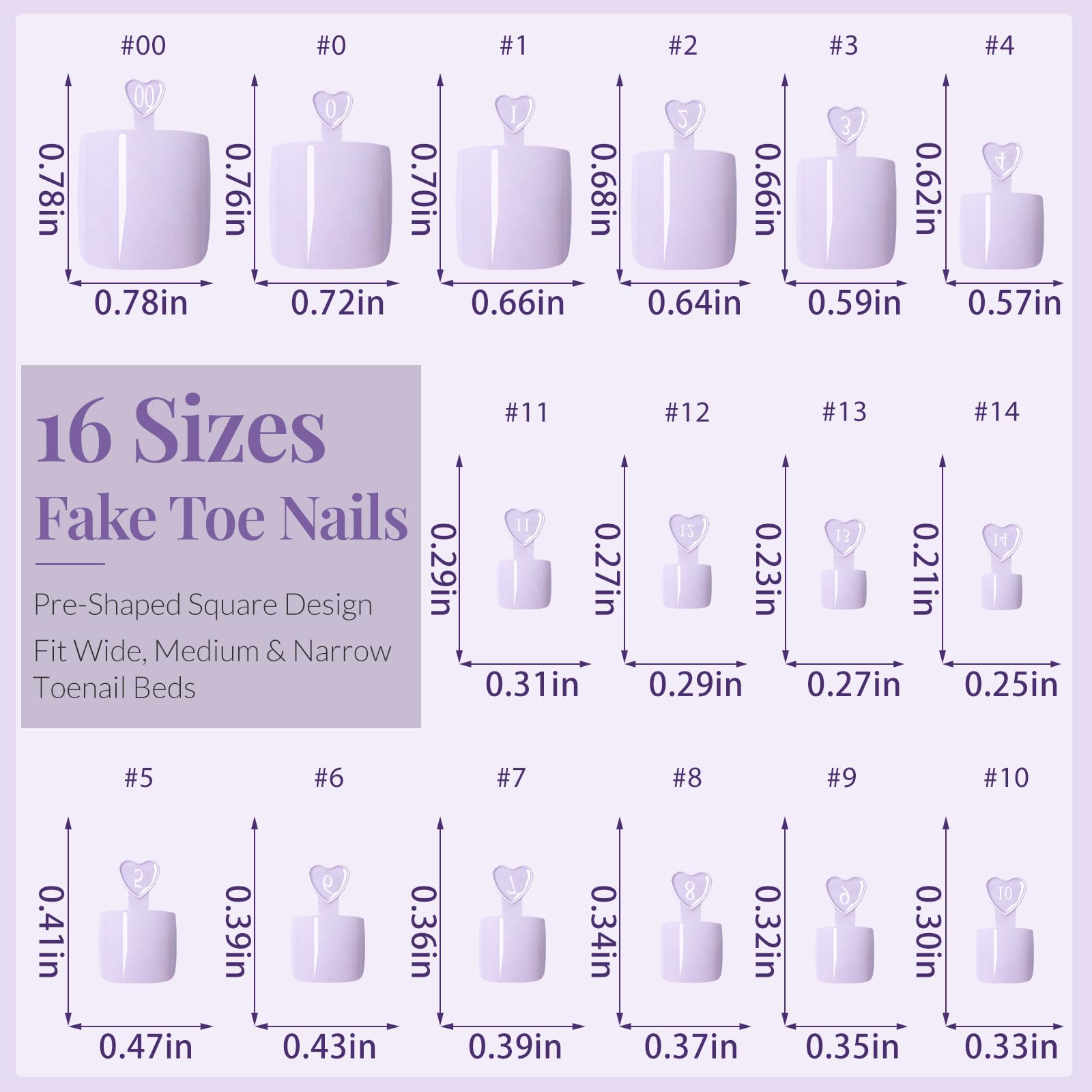 AddFavor 160pcs Purple Press-On Toenails for Women | Full Cover Tips with Adhesive Tabs