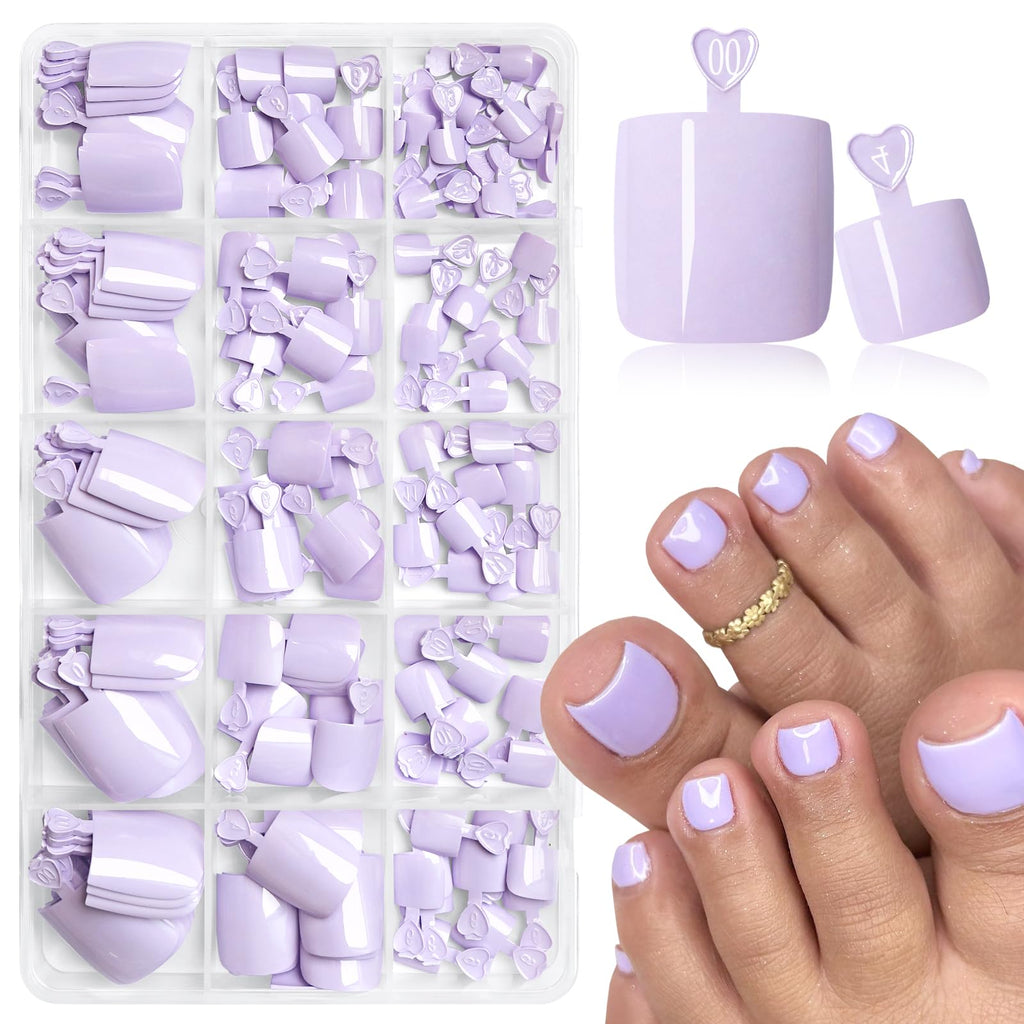 AddFavor 160pcs Purple Press-On Toenails for Women | Full Cover Tips with Adhesive Tabs