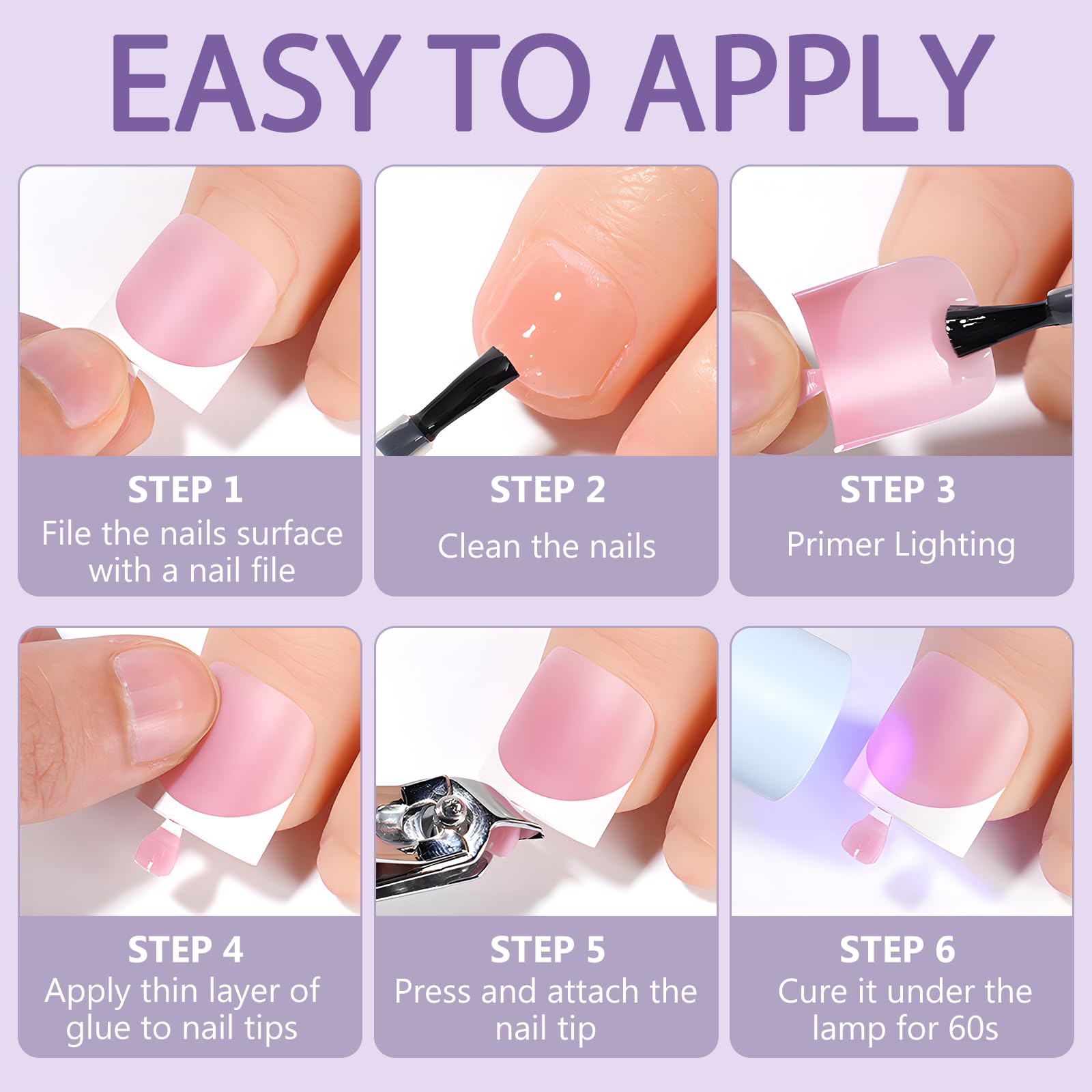 AddFavor 160pcs Purple Press-On Toenails for Women | Full Cover Tips with Adhesive Tabs