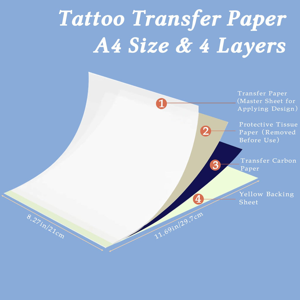ADELPHA 30-Pcs Tattoo Practice Skins Kit with 10 Realistic Fake Skins 7.68x11.61 and 20 Layered Transfer Papers for Beginners and Pros