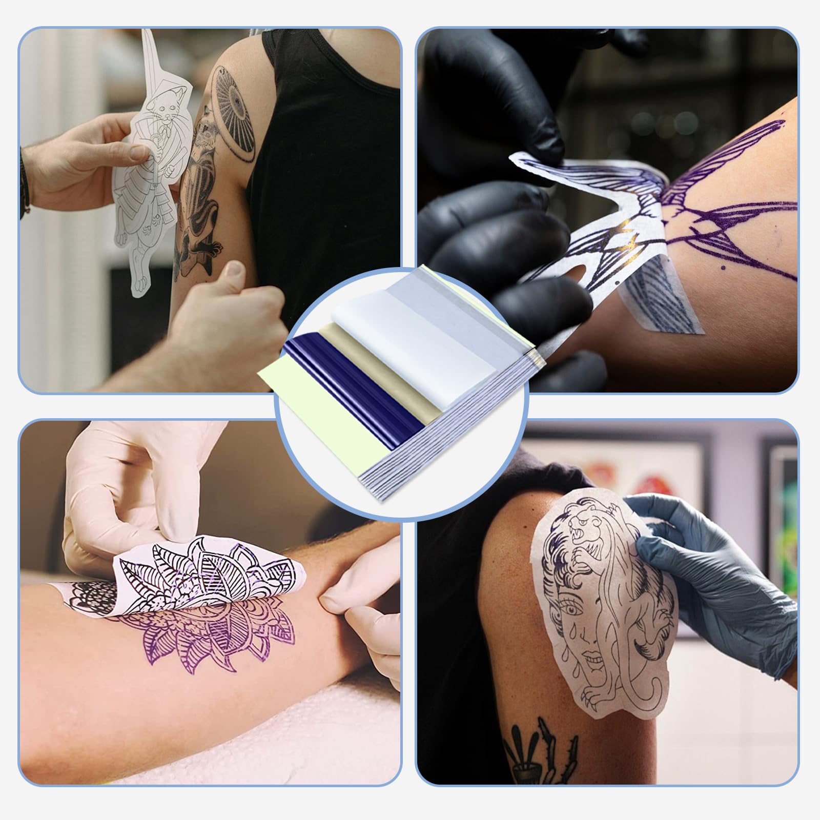 ADELPHA 30-Pcs Tattoo Practice Skins Kit with 10 Realistic Fake Skins 7.68x11.61 and 20 Layered Transfer Papers for Beginners and Pros