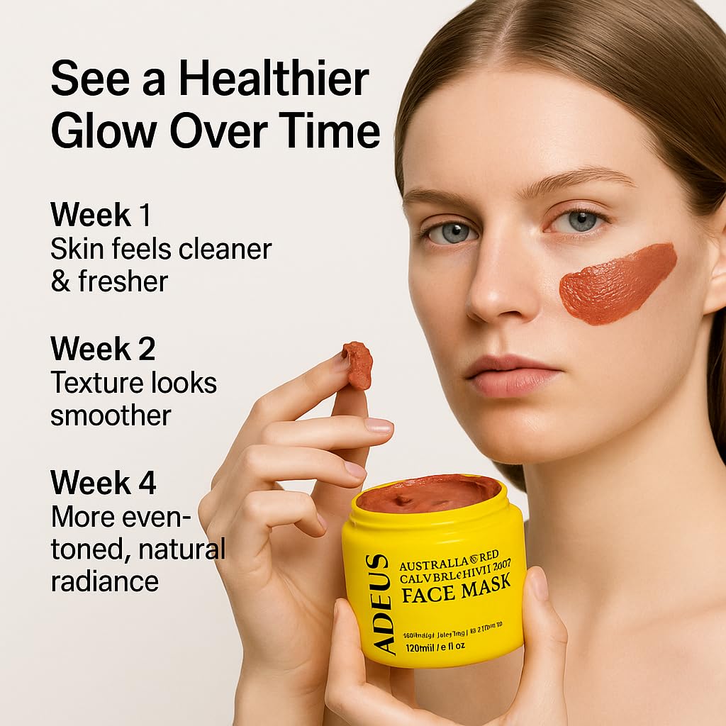 ADEUS Australian Red Clay Brightening Mask – Deep Detox & Radiance with Kakadu Plum & Desert Lime