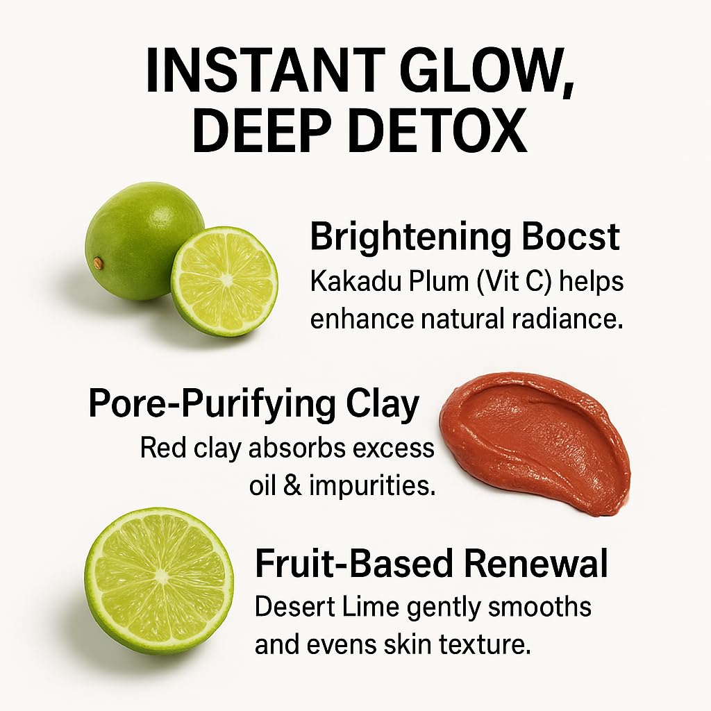 ADEUS Australian Red Clay Brightening Mask – Deep Detox & Radiance with Kakadu Plum & Desert Lime
