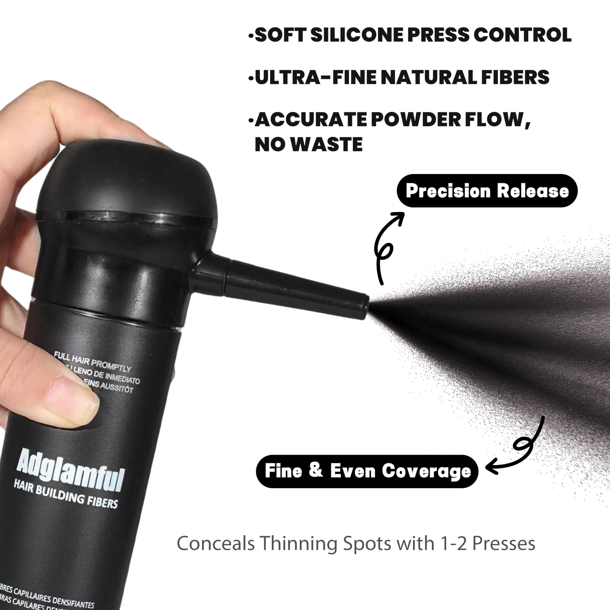 Adglamful Hair Fibers 2-Pack – Instant Coverage for Thinning Hair (Medium Brown)