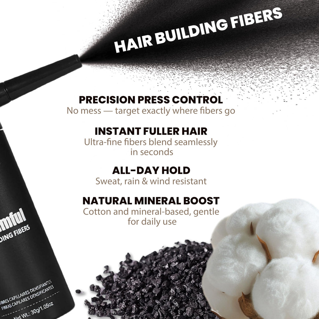 Adglamful Hair Fibers for Thinning Hair – Spray Applicator, Long-Lasting Coverage (Grey, 30g)
