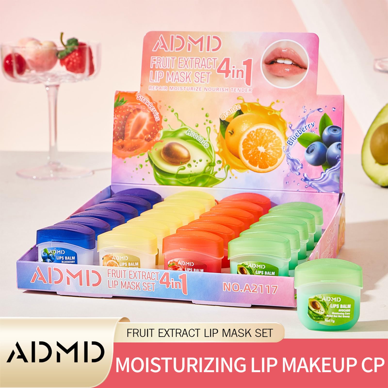 ADMD 24-Pack Lip Balm Bulk – Fruit Flavors, Hydrating Lip Care Set