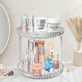 Adoco 2-Tier Diamond Lazy Susan Bathroom Organizer – 360° Rotating Clear Countertop Cosmetic Organizer (9.25 inch)