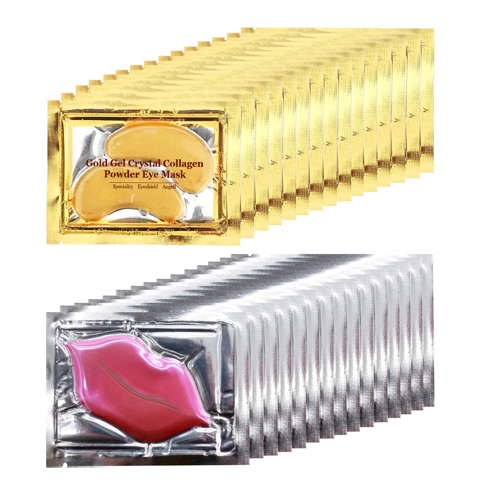 Adofect Collagen Crystal Lip Mask & 24K Gold Eye Mask Set – 40 Pairs, Hydration & Revitalization | Valentine's Day Gift