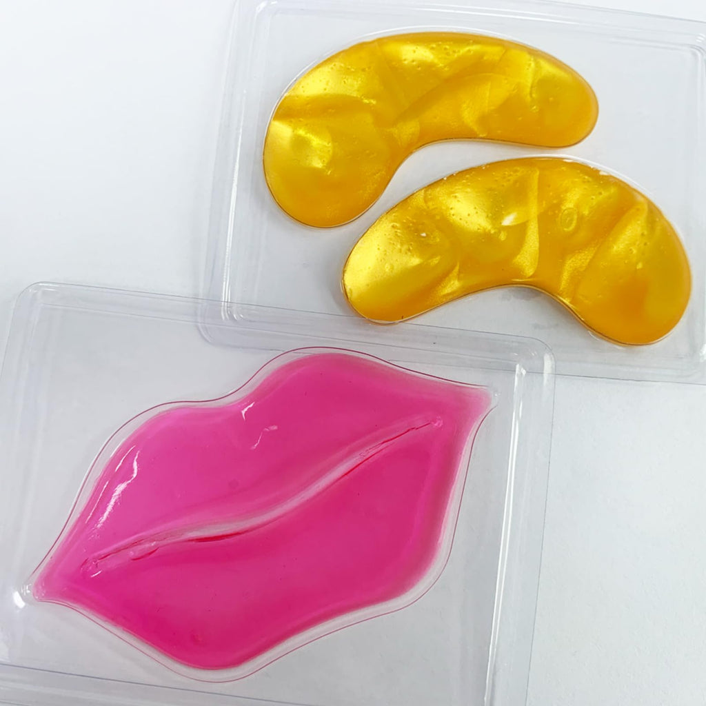 Adofect Collagen Crystal Lip Mask & 24K Gold Eye Mask Set – 40 Pairs, Hydration & Revitalization | Valentine's Day Gift