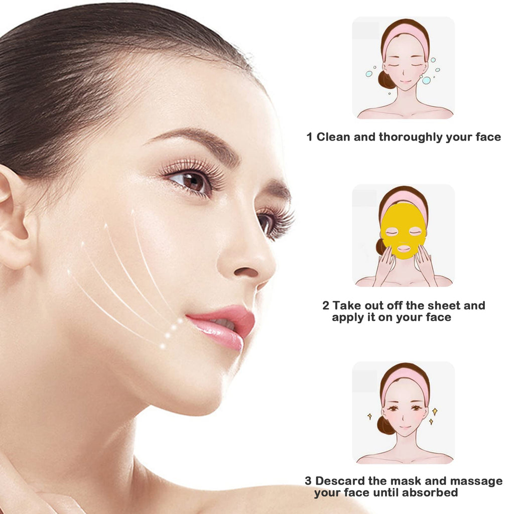 Adofect 12 Pack 24K Gold Gel Facial Masks | Anti-Aging, Hydration & Rejuvenation