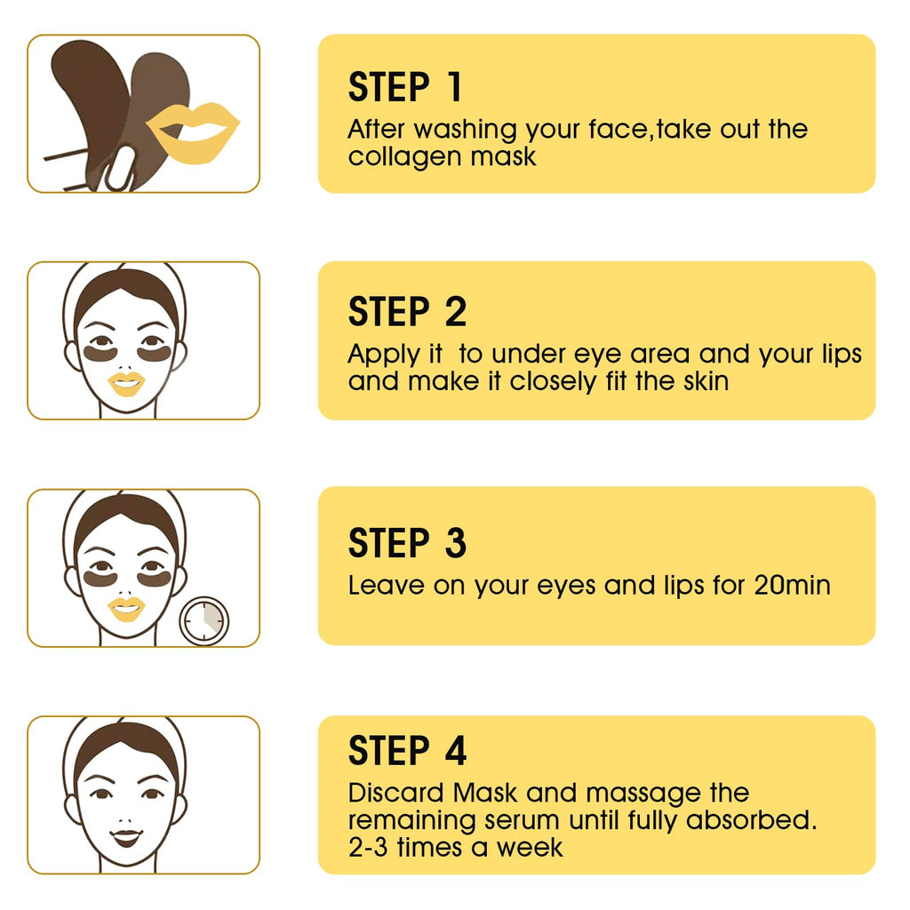 Adofect Collagen Lip & Eye Mask Set – Hydrating, Revitalizing (40 Pairs)