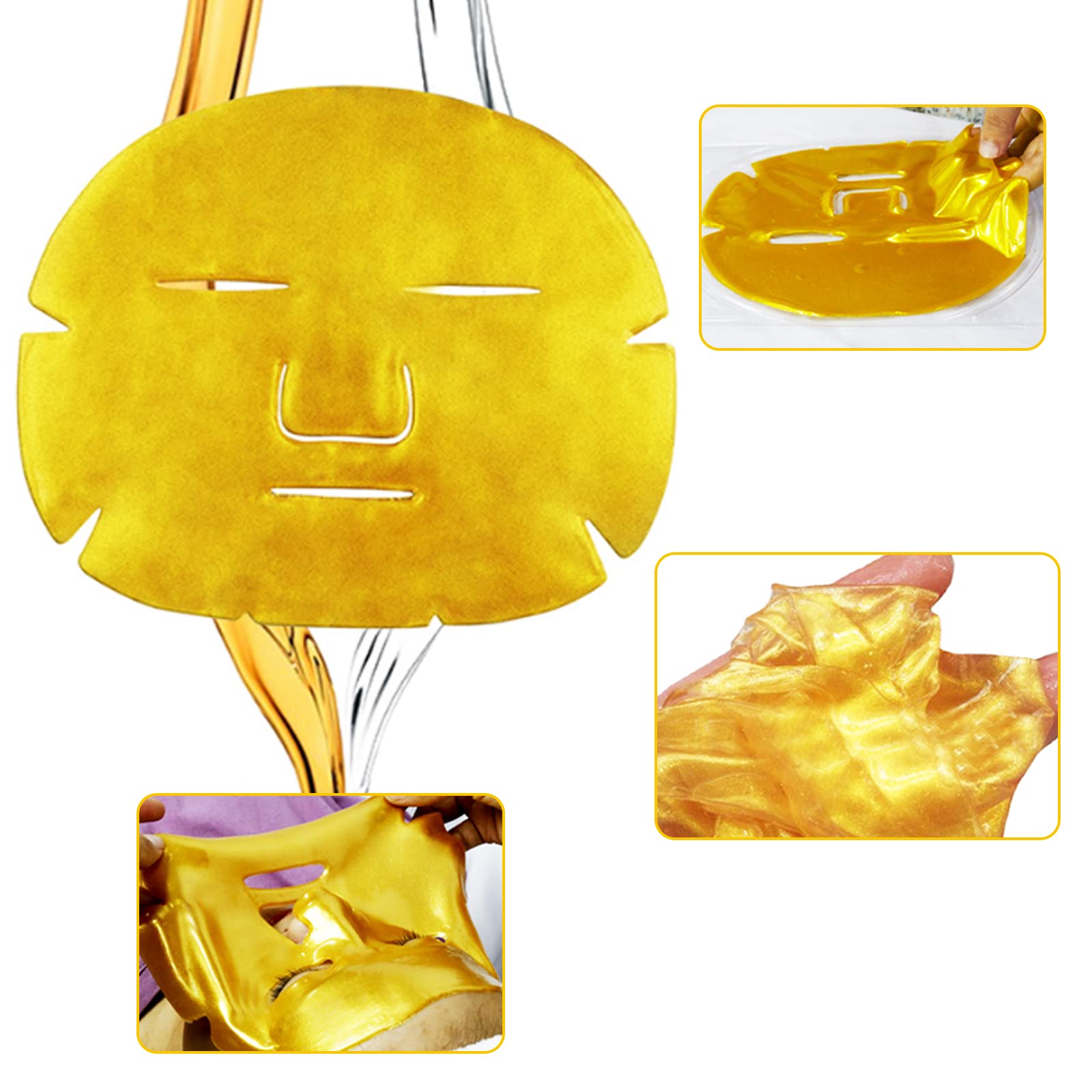 Adofect 12 Pack 24K Gold Gel Facial Masks | Anti-Aging, Hydration & Rejuvenation
