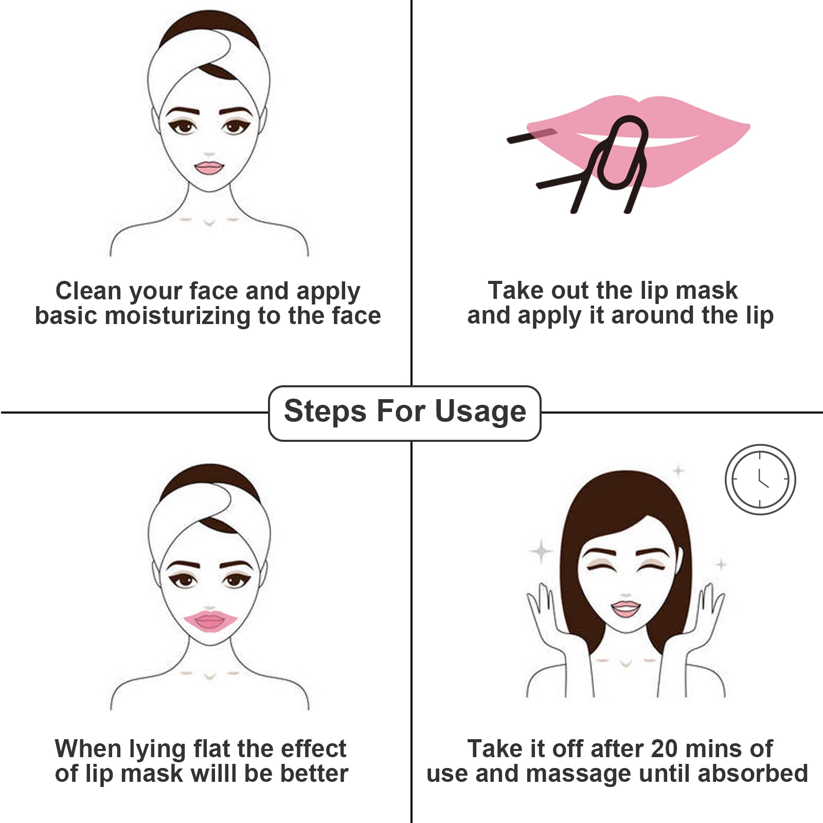 Adofect Peach Collagen Lip Masks — 30 Pieces Crystal Gel Patches for Lips, Anti-Chapped & Age-Defying, Rose Red