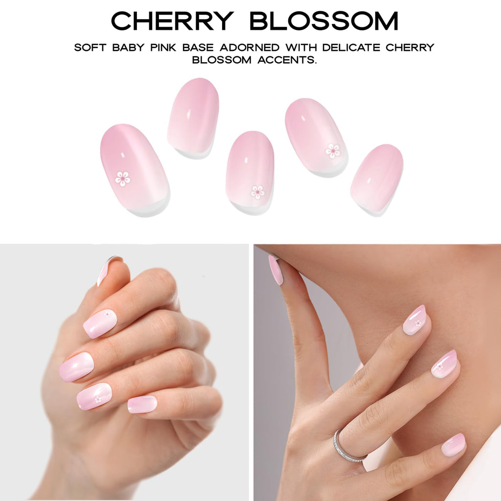 Adora Couture Semi-Cured Gel Nail Strips – Salon-Quality Gel Stickers, UV Lamp Required, Pink Cherry
