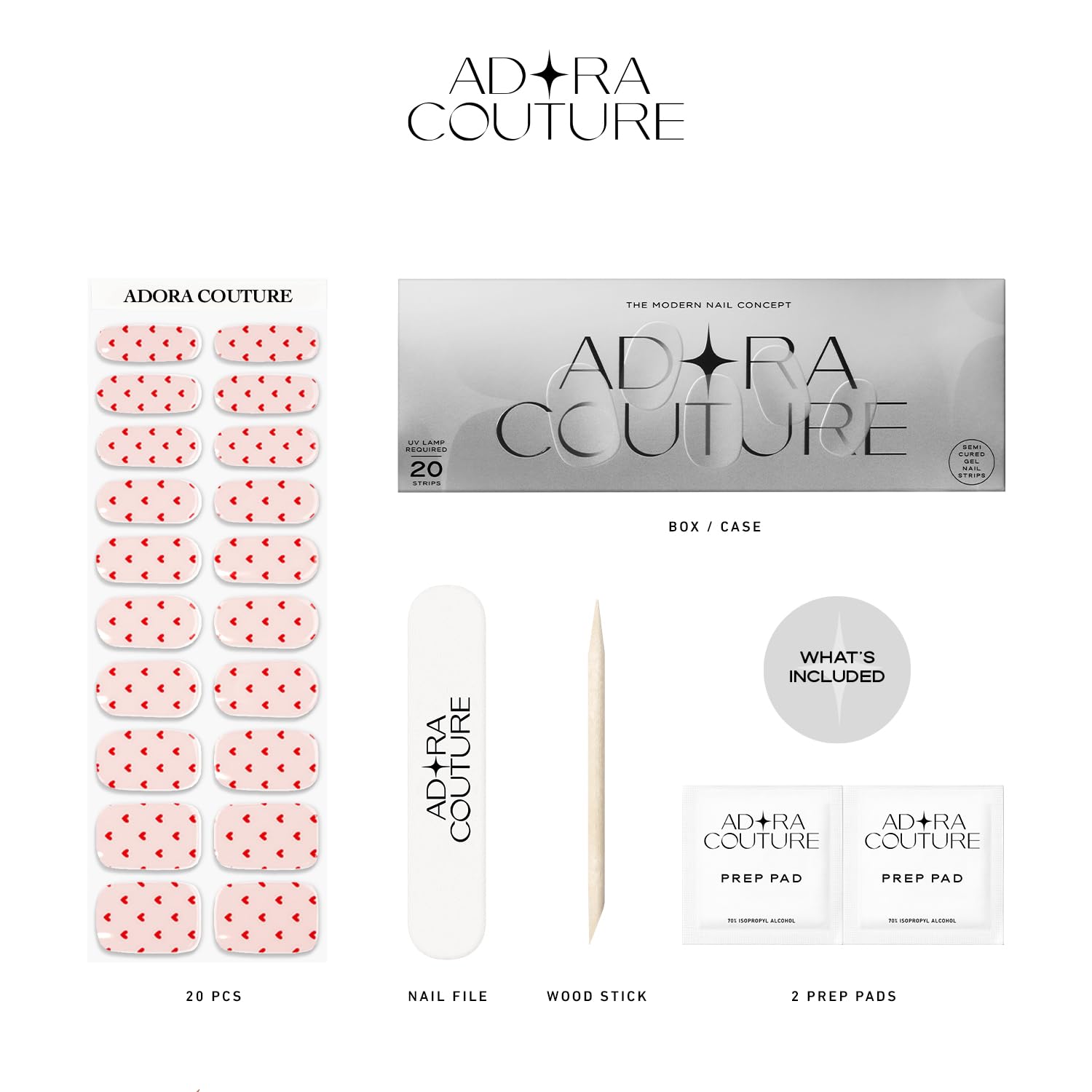 Adora Couture Semi-Cured Gel Nail Strips – Pink Aflutter | UV Light Required