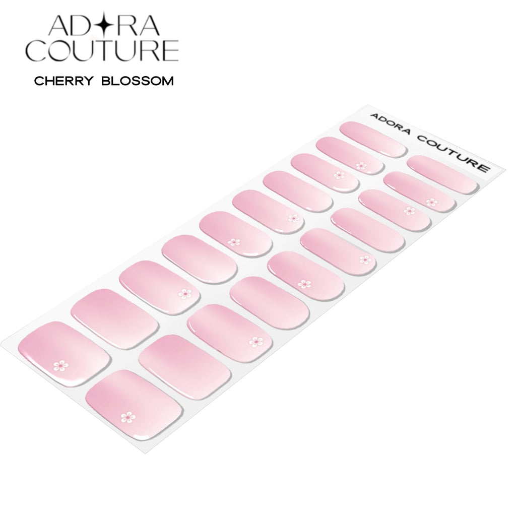 Adora Couture Semi-Cured Gel Nail Strips – Salon-Quality Gel Stickers, UV Lamp Required, Pink Cherry