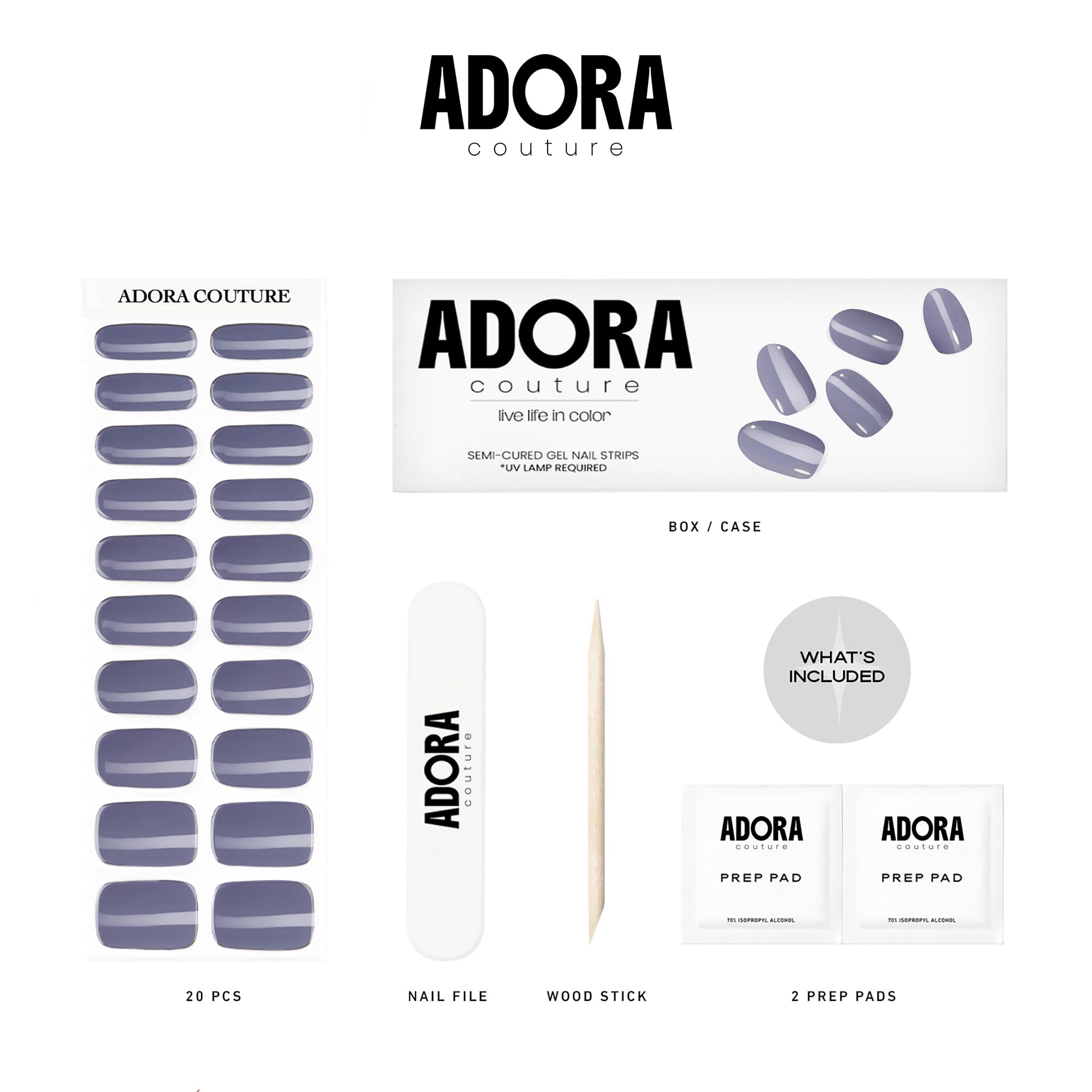 Adora Couture Semi-Cured Gel Nail Strips – Mystic Midnight | Salon-Quality at Home