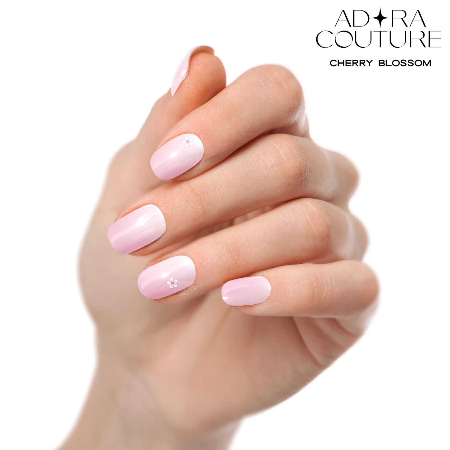 Adora Couture Semi-Cured Gel Nail Strips – Salon-Quality Gel Stickers, UV Lamp Required, Pink Cherry