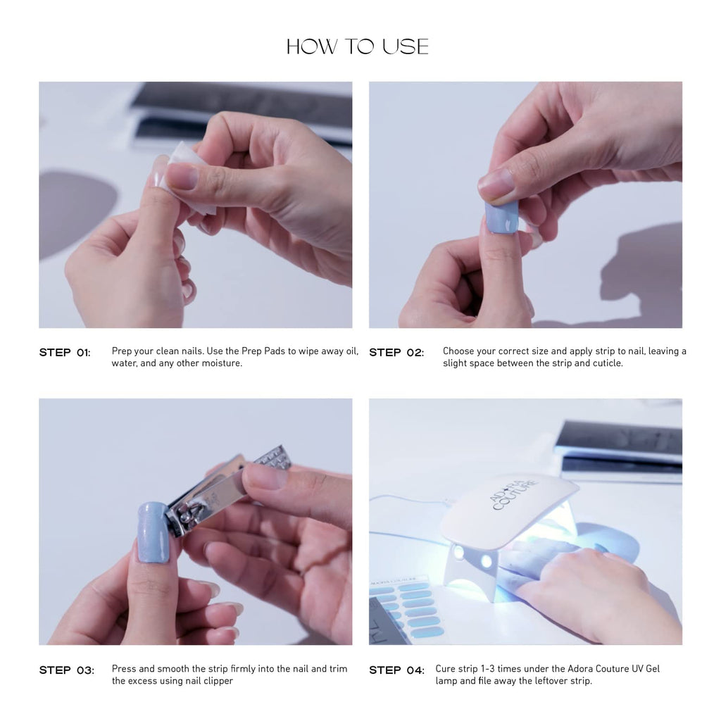 Adora Couture Semi-Cured Gel Nail Strips – 32 Pcs, Salon-Quality at Home