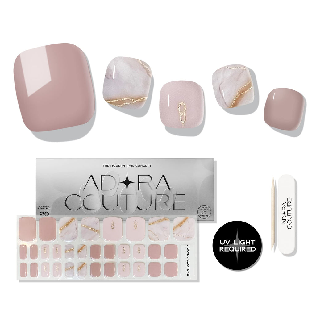 Adora Couture Semi-Cured Gel Nail Strips – 32 Pcs, Salon-Quality at Home
