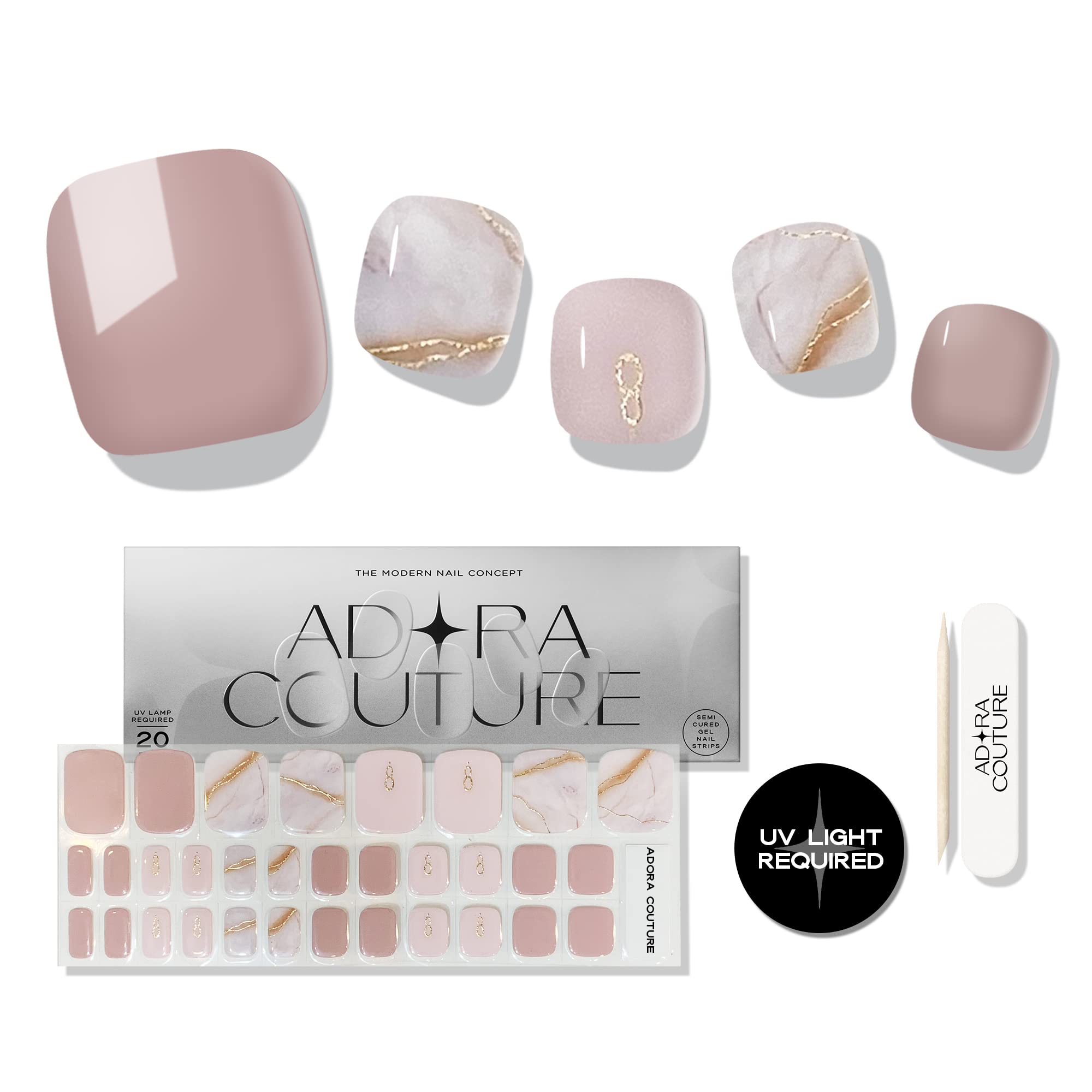 Adora Couture Semi-Cured Gel Nail Strips – 32 Pcs, Salon-Quality at Home