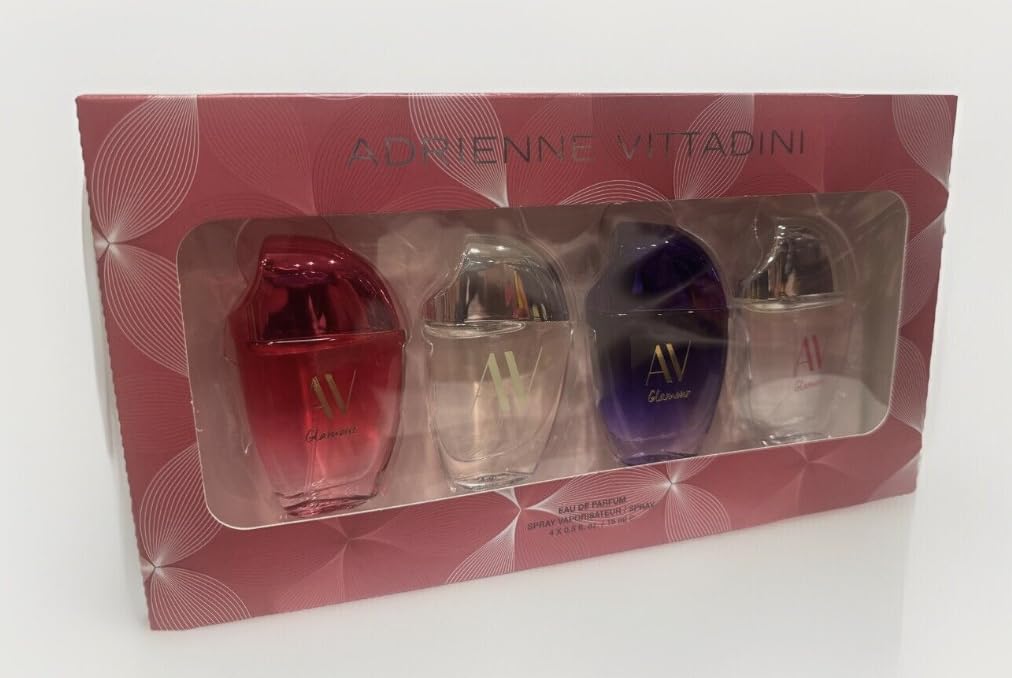 Adrienne Vittadini AV Glamour 4-Piece Gift Set for Women – 4x0.5 oz EDP Sprays