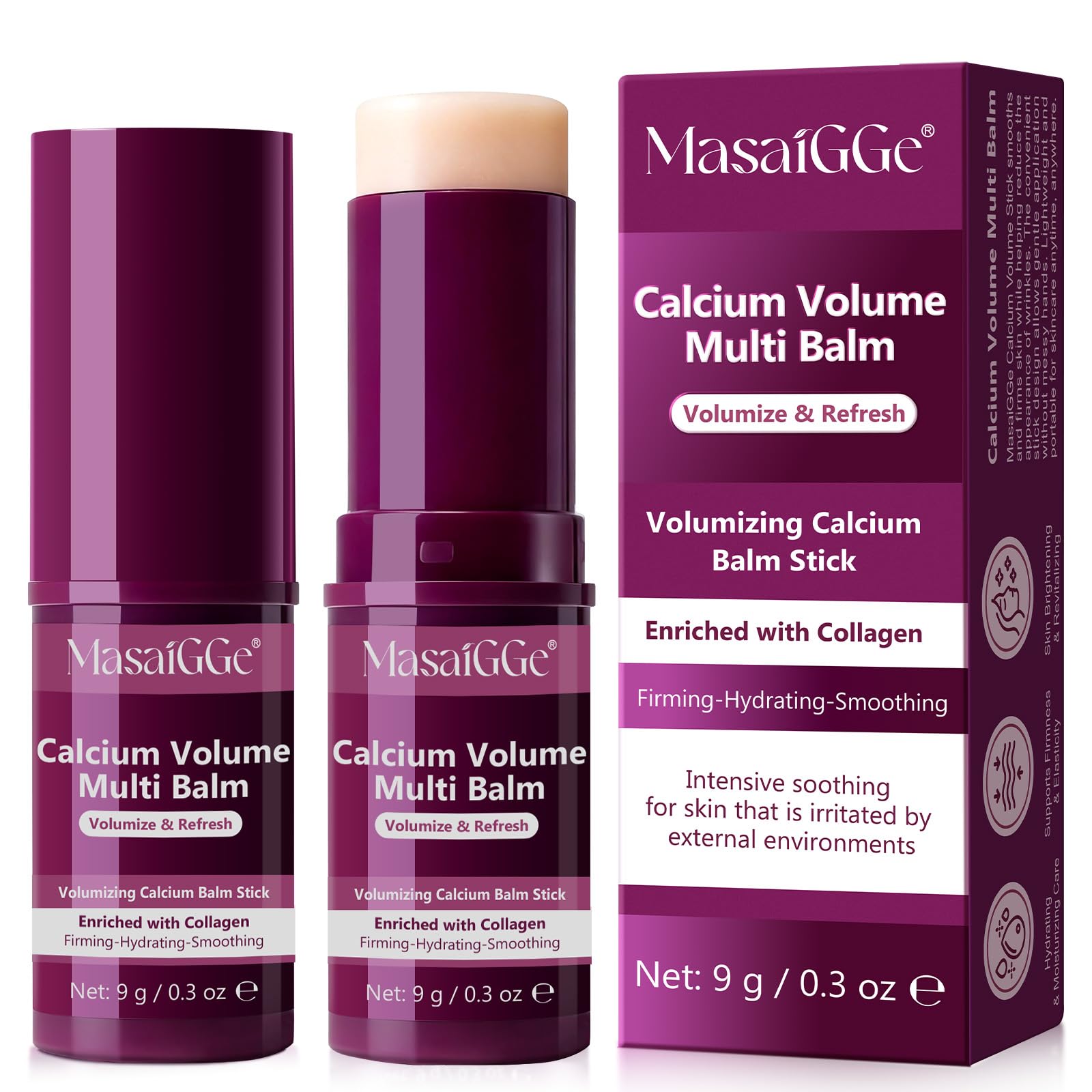 ADSBJUX Calcium Multi Balm Stick 2-Pack | Hydrating, Firming & Collagen-Enhanced Balm for Face, Eyes & Neck