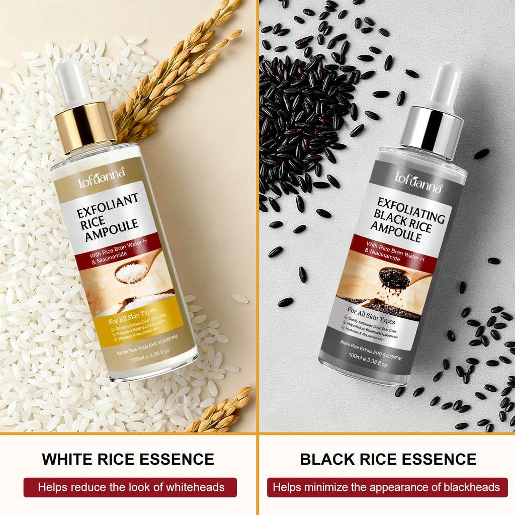 ADSBJUX Rice Peel Shot Glow Duo – White & Black Rice Exfoliant for Face & Body