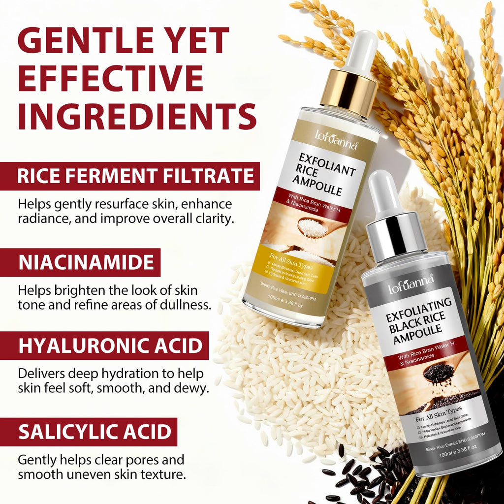 ADSBJUX Rice Peel Shot Glow Duo – White & Black Rice Exfoliant for Face & Body