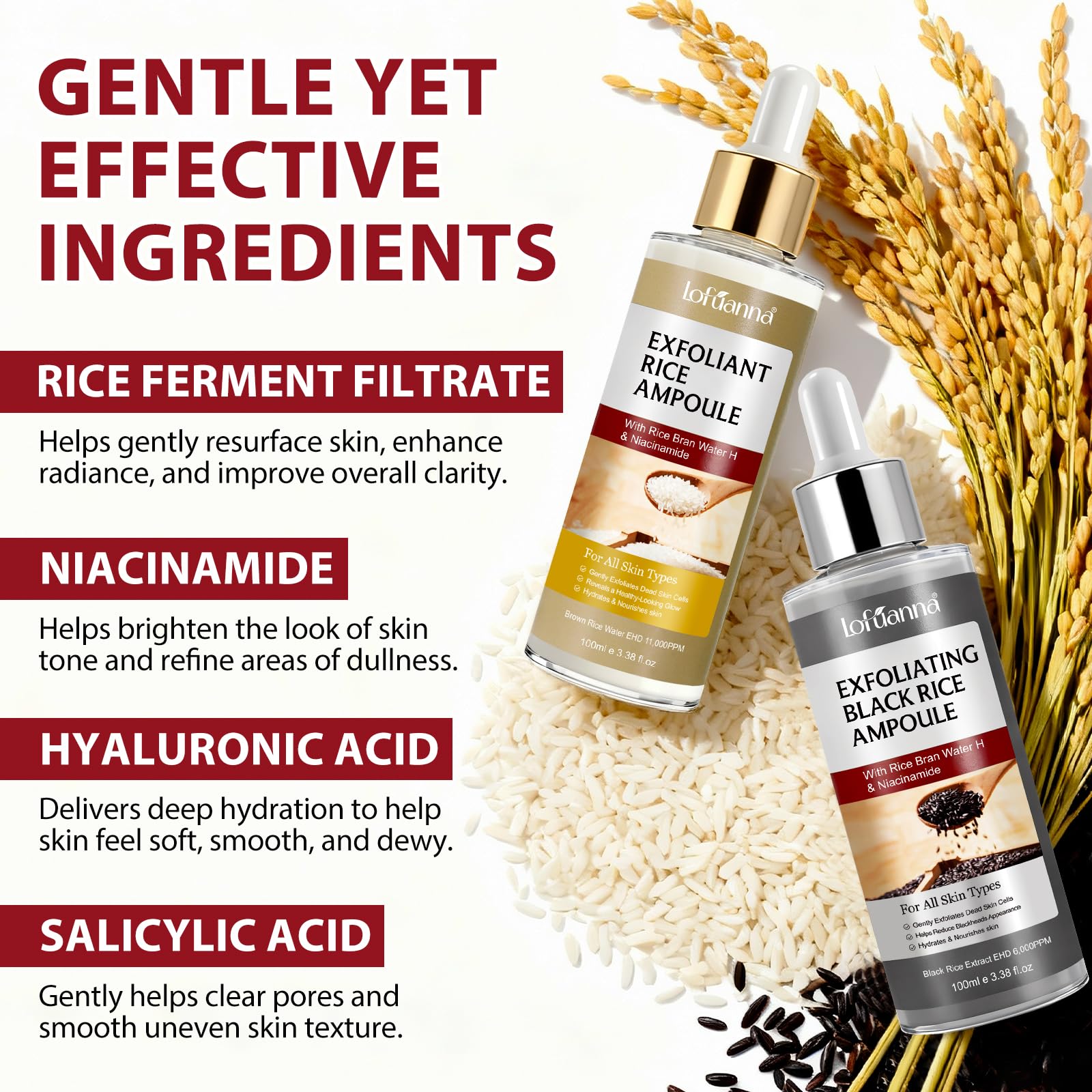 ADSBJUX Rice Peel Shot Glow Duo – White & Black Rice Exfoliant for Face & Body