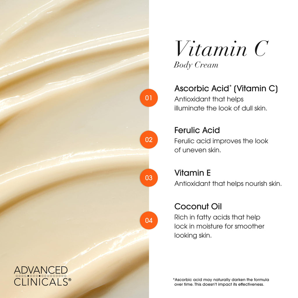 Advanced Clinicals Retinol Body Cream + Vitamin C Body Lotion 2pc Set – Firm, Brighten, Hydrate